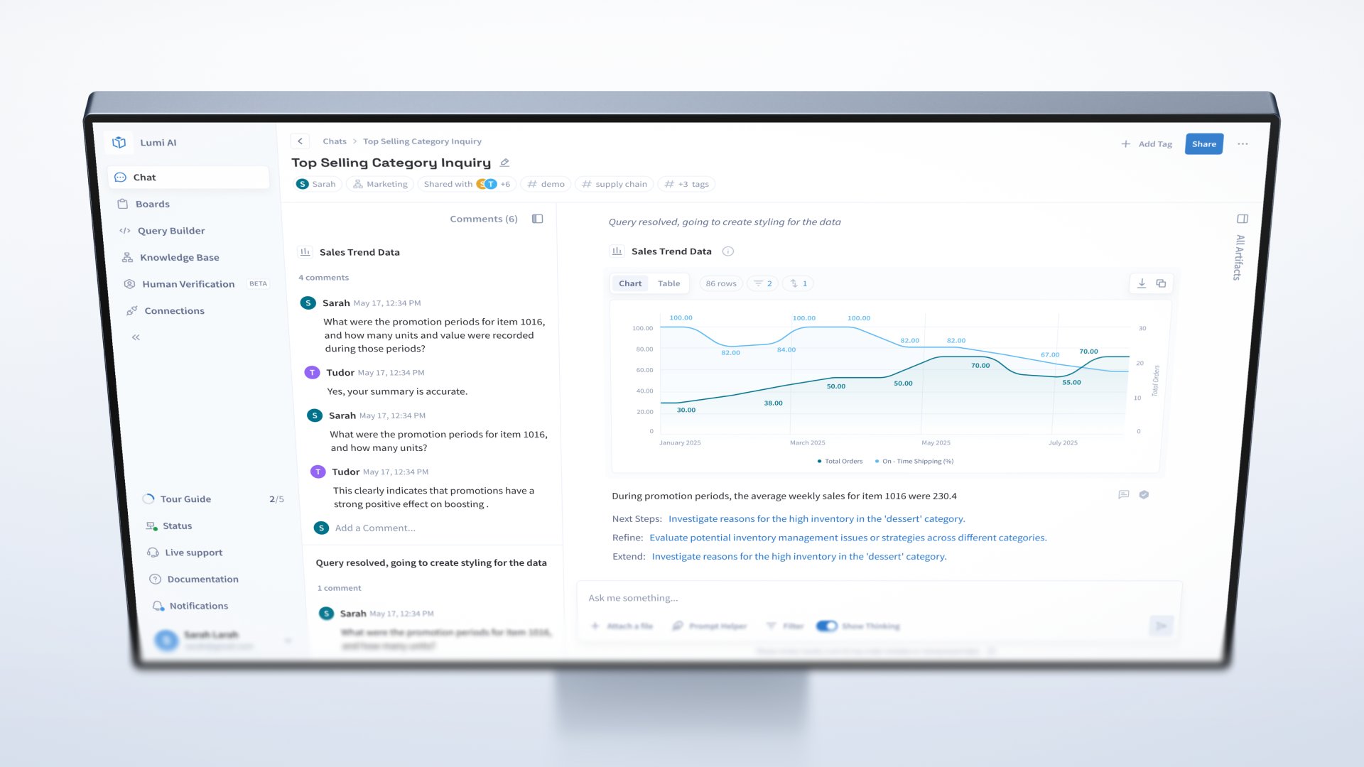 Lumi AI analytics workspace